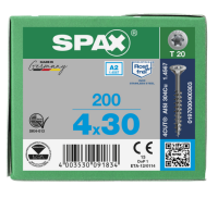 SPAX Senkkopf T-STAR plus - Teilgewinde Edelstahl rostfrei A2 1.4567  T20  -  4x30  -  200 Stk