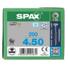 SPAX Senkkopf T-STAR plus - Teilgewinde Edelstahl rostfrei A2 1.4567  T20  -  4x50  -  200 Stk