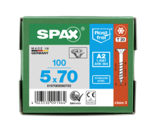 SPAX Senkkopf T-STAR plus - Teilgewinde Edelstahl A2 1.4567  T20  -  5x70  -  100 Stk