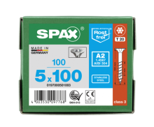 SPAX Senkkopf T-STAR plus - Teilgewinde Edelstahl A2 1.4567  T20  -  5x100  -  100 Stk