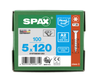 SPAX Senkkopf T-STAR plus - Teilgewinde Edelstahl rostfrei A2 1.4567  T20  -  5x120  -  100 Stk