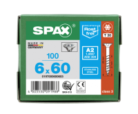 SPAX Senkkopf T-STAR plus - Teilgewinde Edelstahl rostfrei A2 1.4567  T30  -  6x60  -  100 Stk