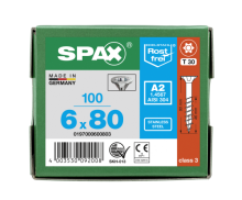 SPAX Senkkopf T-STAR plus - Teilgewinde Edelstahl rostfrei A2 1.4567  T30  -  6x80  -  100 Stk