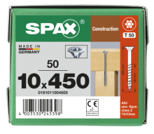 SPAX Senkkopf 10 mm T-STAR plus - Teilgewinde WIROX A3J  T50  -  10x450  -  50 Stk