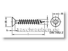 JD-79 Spanplattenschrauben Senkkopf-Z gemäß DIN EN 14592 galv. verzinkt gelb chro.  - 3,5 x 50 - 500 Stk