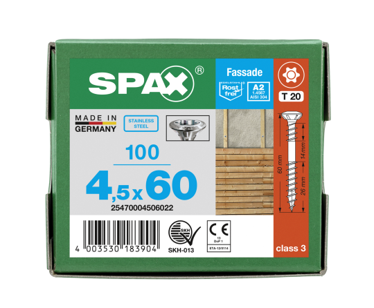 SPAX Linsensenkkopf T-STAR plus CUT Fixiergewinde Edelstahl rostfrei  A2 1.4567  4,5x60 - 100 Stk