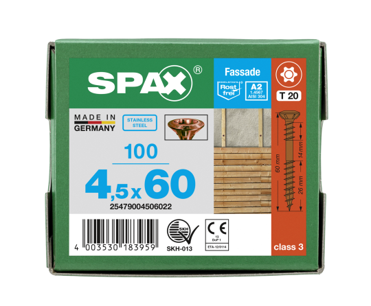 SPAX Linsensenkkopf T-STAR plus CUT Fixiergewinde Edelstahl rostfrei  A2 antik 1.4567  4,5x60 - 100 Stk