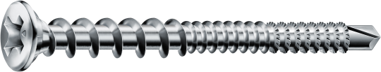 FEX Kombischraube Senkkopf Kreuzschlitz H Bremsrippen Bohrspitze Vollgewinde Sonderoberfläche Silber A3J  PZ2  -  4,2x35  -  2000 Stk