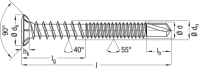 FEX Kombischraube Senkkopf Kreuzschlitz H Bremsrippen Bohrspitze Vollgewinde Sonderoberfläche Silber A3J  PZ2  -  4,2x35  -  2000 Stk