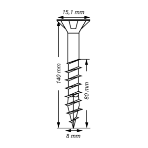 SPAX Senkkopf 8 mm T-STAR plus - Teilgewinde WIROX A3J  T40  -  8x140  -  50 Stk