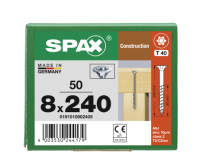 SPAX Senkkopf 8 mm T-STAR plus - Teilgewinde WIROX A3J  T40  -  8x240  -  50 Stk