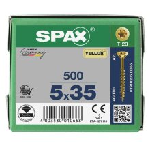 SPAX Senkkopf T-STAR plus - Teilgewinde YELLOX A2L  T20  -  5x35  -  500 Stk