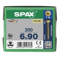 SPAX Senkkopf T-STAR plus - Teilgewinde YELLOX A2L  T30  -  6x90  -  200 Stk