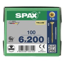 SPAX Senkkopf T-STAR plus - Teilgewinde YELLOX A2L  T30  -  6x200  -  100 Stk