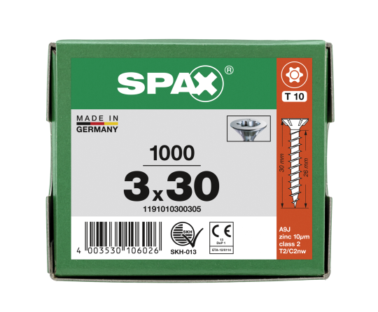 SPAX Senkkopf T-STAR plus - Vollgewinde WIROX A3J  T10  -  3x30  -  1000 Stk
