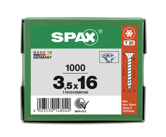 SPAX Senkkopf T-STAR plus - Vollgewinde WIROX A3J  T20  -  3,5x16  -  1000 Stk