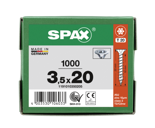 SPAX Senkkopf T-STAR plus - Vollgewinde WIROX A3J  T20  -  3,5x20  -  1000 Stk