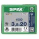 SPAX Senkkopf T-STAR plus - Vollgewinde WIROX A3J  T20  -  3,5x20  -  1000 Stk