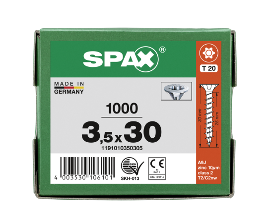 SPAX Senkkopf T-STAR plus - Vollgewinde WIROX A3J  T20  -  3,5x30  -  1000 Stk