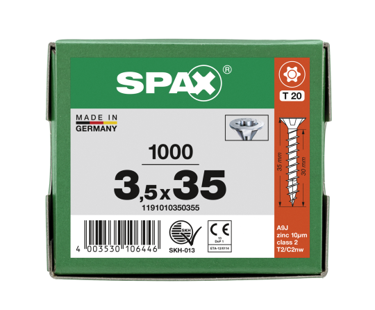 SPAX Senkkopf T-STAR plus - Vollgewinde WIROX A3J  T20  -  3,5x35  -  1000 Stk