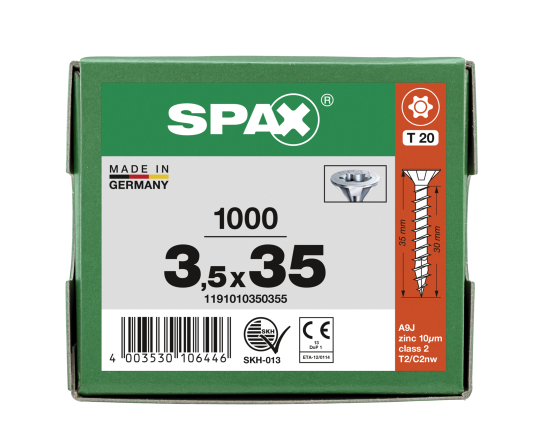 SPAX Senkkopf T-STAR plus - Vollgewinde WIROX A3J  T20  -  3,5x35  -  1000 Stk