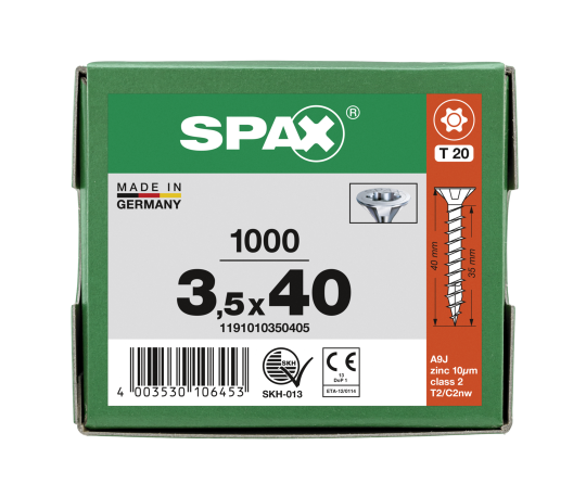 SPAX Senkkopf T-STAR plus - Vollgewinde WIROX A3J  T20  -  3,5x40  -  1000 Stk
