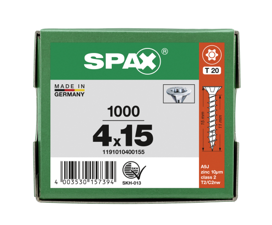 SPAX Senkkopf T-STAR plus - Vollgewinde WIROX A3J  T20  -  4x15  -  1000 Stk