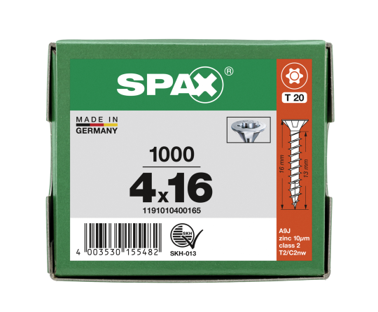 SPAX Senkkopf T-STAR plus - Vollgewinde WIROX A3J  T20  -  4x16  -  1000 Stk