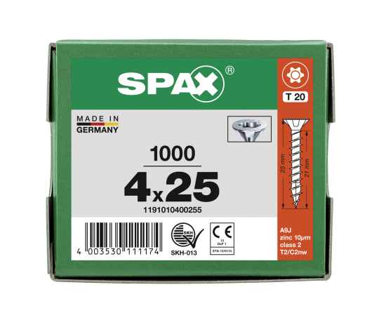 SPAX Senkkopf T-STAR plus - Vollgewinde WIROX A3J  T20  -  4x25  -  1000 Stk