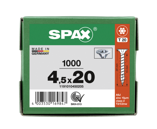 SPAX Senkkopf T-STAR plus - Vollgewinde WIROX A3J  T20  -  4,5x20  -  1000 Stk