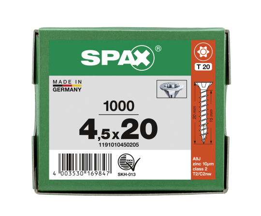 SPAX Senkkopf T-STAR plus - Vollgewinde WIROX A3J  T20  -  4,5x20  -  1000 Stk