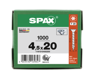 SPAX Senkkopf T-STAR plus - Vollgewinde WIROX A3J  T20  -  4,5x20  -  1000 Stk