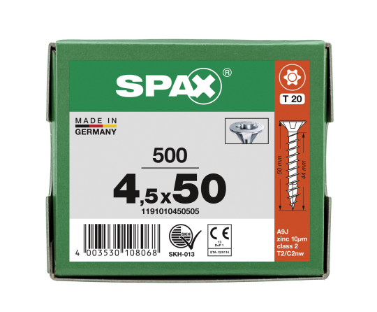 SPAX Senkkopf T-STAR plus - Vollgewinde WIROX A3J  T20  -  4,5x50  -  500 Stk