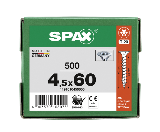 SPAX Senkkopf T-STAR plus - Vollgewinde WIROX A3J  T20  -  4,5x60  -  500 Stk