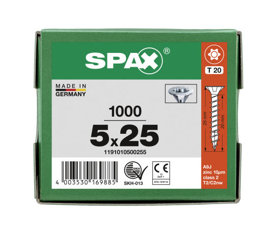 SPAX Senkkopf T-STAR plus - Vollgewinde WIROX A3J  T20  -  5x25  -  1000 Stk