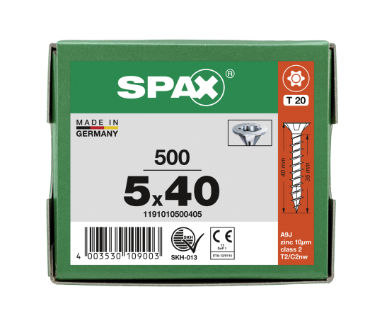 SPAX Senkkopf T-STAR plus - Vollgewinde WIROX A3J  T20  -  5x40  -  500 Stk