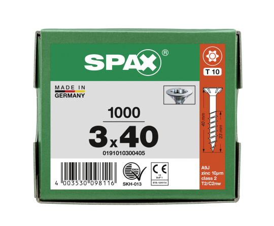 SPAX Senkkopf T-STAR plus - Teilgewinde WIROX A3J  T10  -  3x40  -  1000 Stk