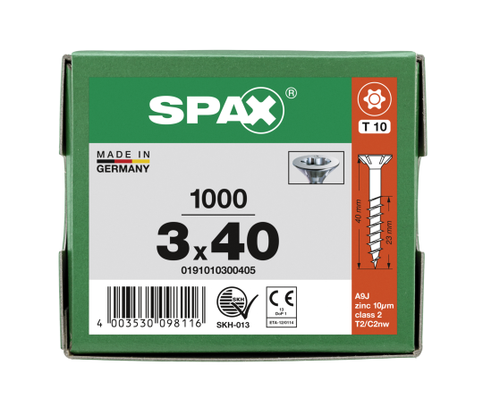 SPAX Senkkopf T-STAR plus - Teilgewinde WIROX A3J  T10  -  3x40  -  1000 Stk