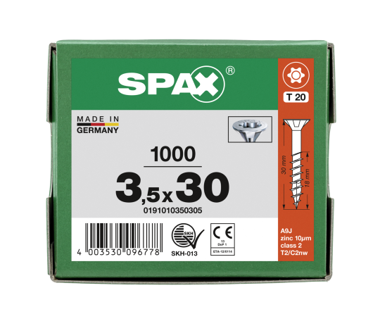 SPAX Senkkopf T-STAR plus - Teilgewinde WIROX A3J  T20  -  3,5x30  -  1000 Stk
