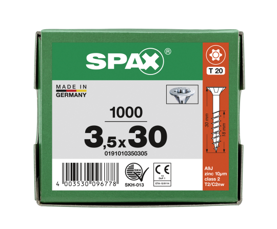 SPAX Senkkopf T-STAR plus - Teilgewinde WIROX A3J  T20  -  3,5x30  -  1000 Stk