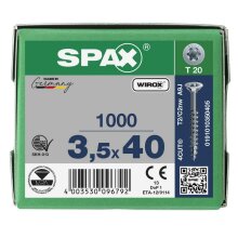 SPAX Senkkopf T-STAR plus - Teilgewinde WIROX A3J  T20  -  3,5x40  -  1000 Stk