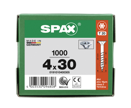 SPAX Senkkopf T-STAR plus - Teilgewinde WIROX A3J  T20  -  4x30  -  1000 Stk