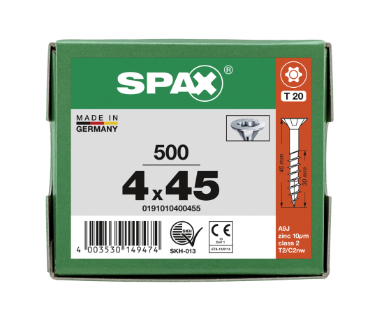 SPAX Senkkopf T-STAR plus - Teilgewinde WIROX A3J  T20  -  4x45  -  500 Stk