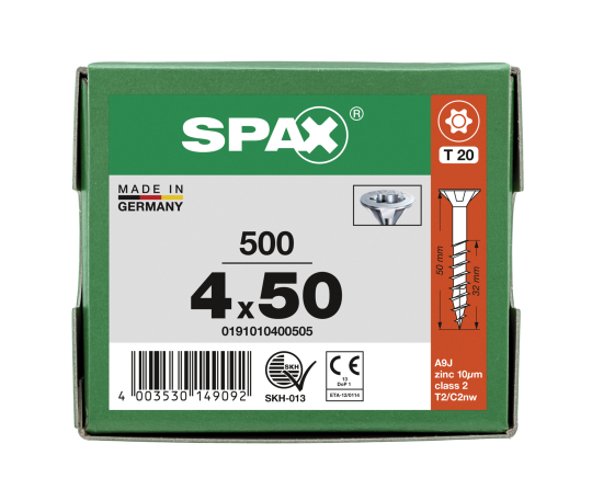 SPAX Senkkopf T-STAR plus - Teilgewinde WIROX A3J  T20  -  4x50  -  500 Stk