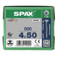 SPAX Senkkopf T-STAR plus - Teilgewinde WIROX A3J  T20  -  4x50  -  500 Stk