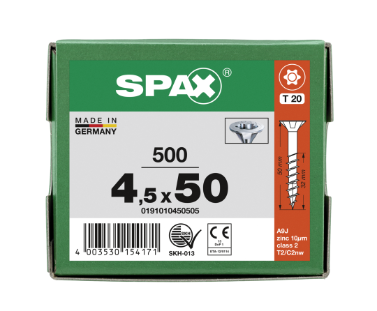 SPAX Senkkopf T-STAR plus - Teilgewinde WIROX A3J  T20  -  4,5x50  -  500 Stk