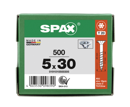 SPAX Senkkopf T-STAR plus - Teilgewinde WIROX A3J  T20  -  5x30  -  500 Stk