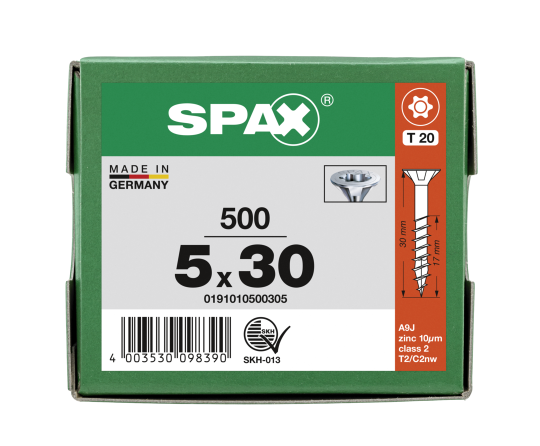 SPAX Senkkopf T-STAR plus - Teilgewinde WIROX A3J  T20  -  5x30  -  500 Stk