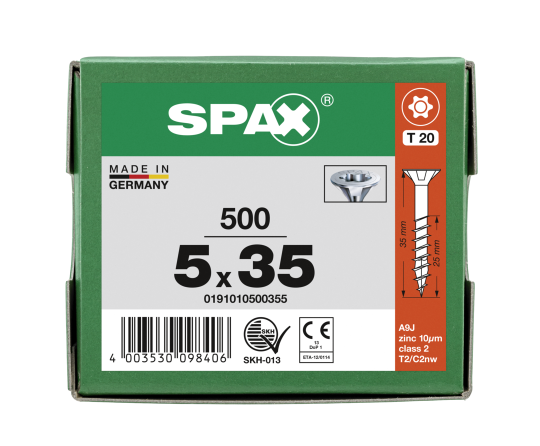 SPAX Senkkopf T-STAR plus - Teilgewinde WIROX A3J  T20  -  5x35  -  500 Stk