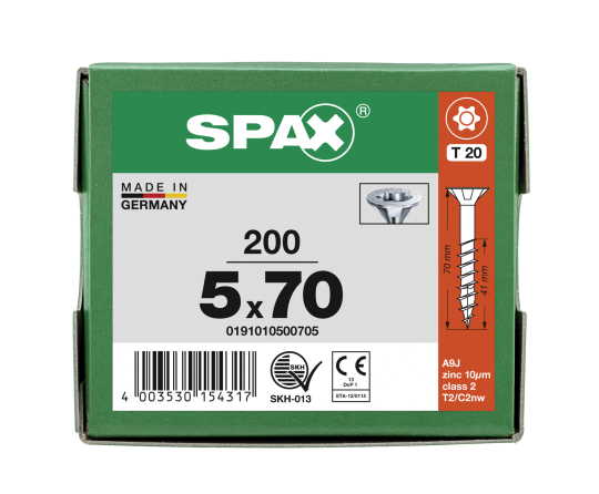 SPAX Senkkopf T-STAR plus - Teilgewinde WIROX A3J  T20  -  5x70  -  200 Stk